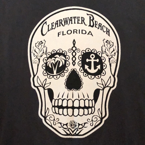 surf style Other - SURF STYLE 💀 BRUSHED COTTON CHARCOAL GRAY CLEARWATER BEACH SKULL TSHIRT Men XXL